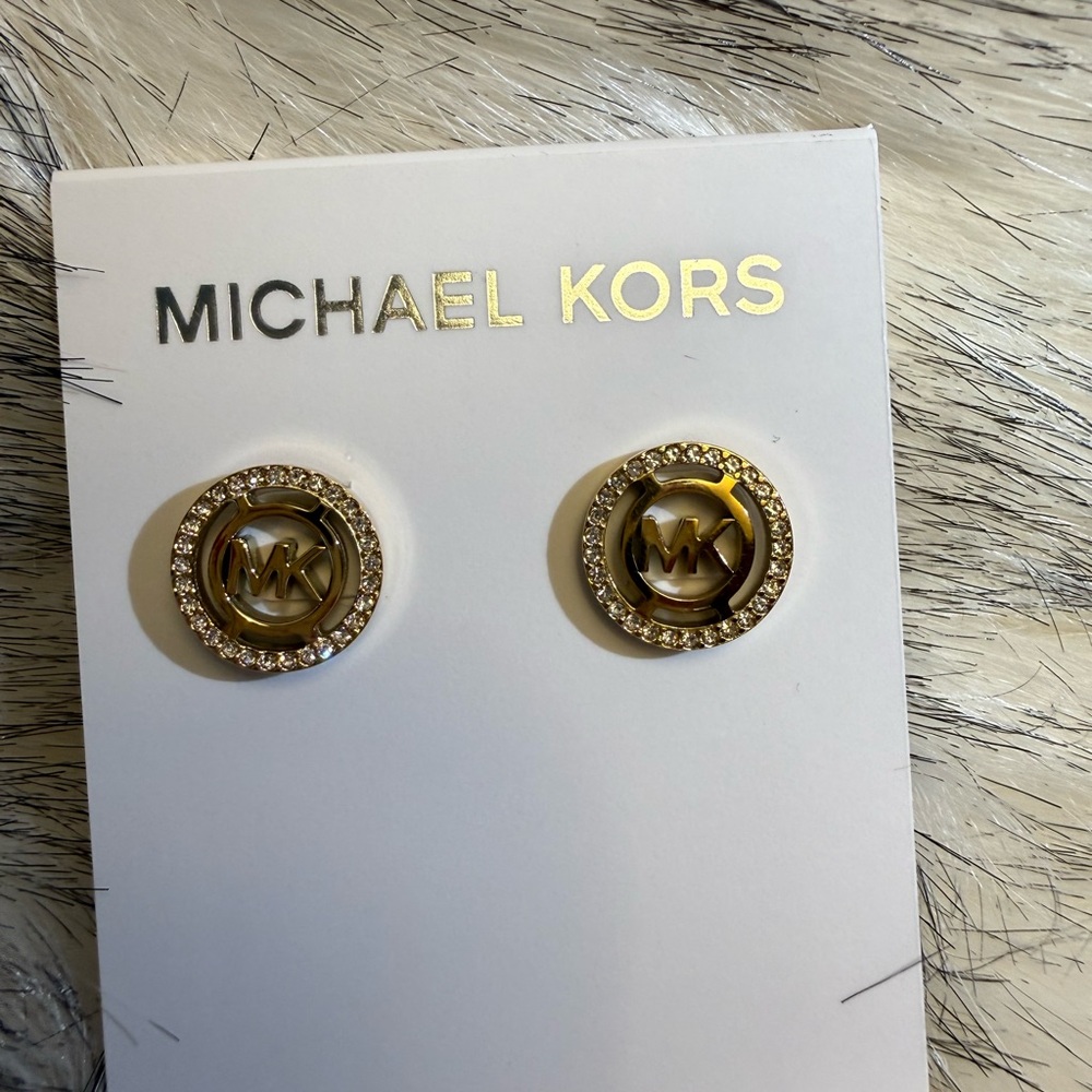 Michael Kors Gold and Silver Crystal Earrings - Picture 2 of 4